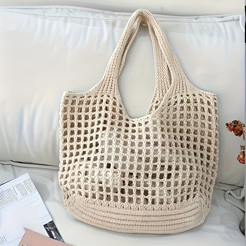 1pc Women'S Crochet Tote , Lar - Crochet Market Bag recension och pris