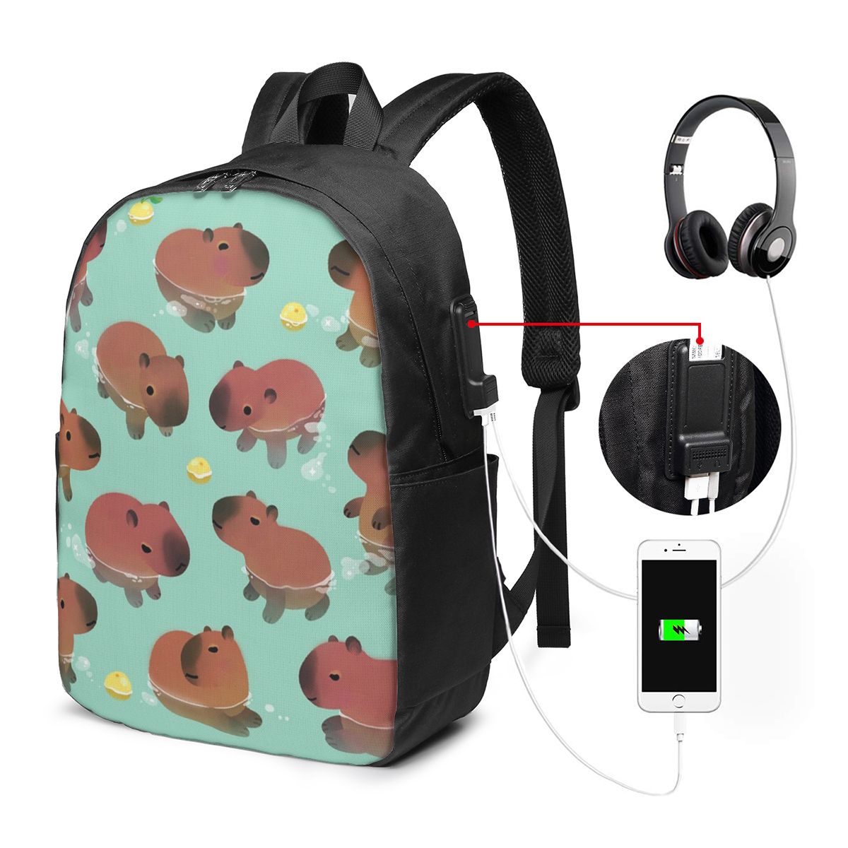 Capybara Animal Pattern Backpa - Women Bags Laptop recension och pris
