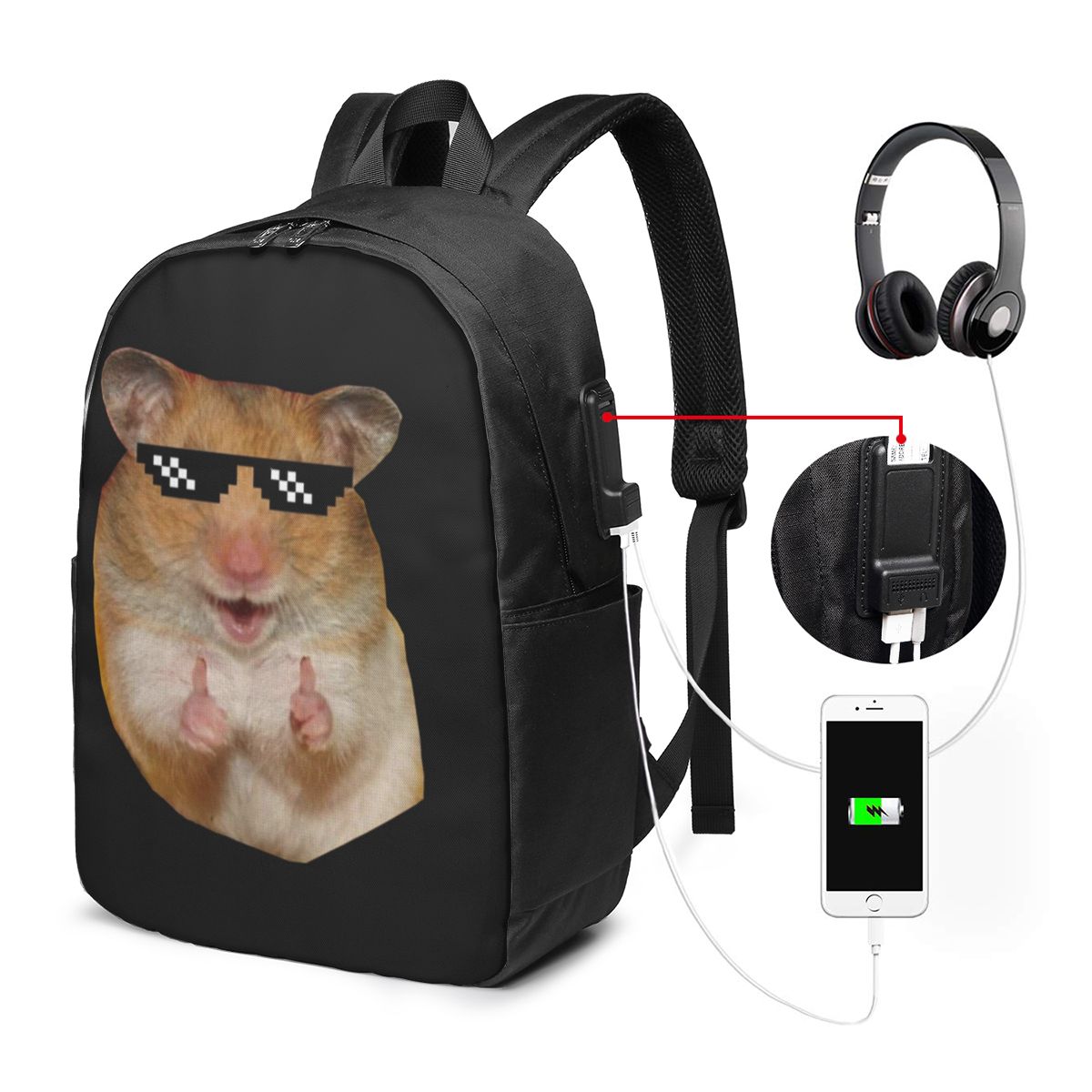 Funny Hamster Backpack Travel  - Women Bags Laptop recension och pris