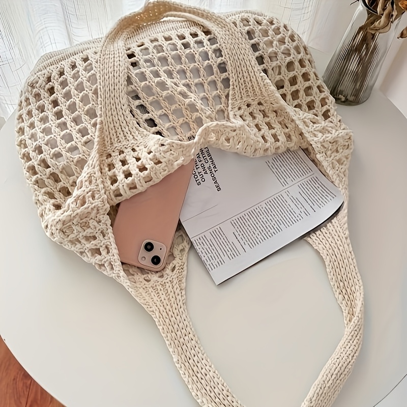 1pc Crochet Mesh Tote Bag, Bre - Crochet Market Bag recension och pris