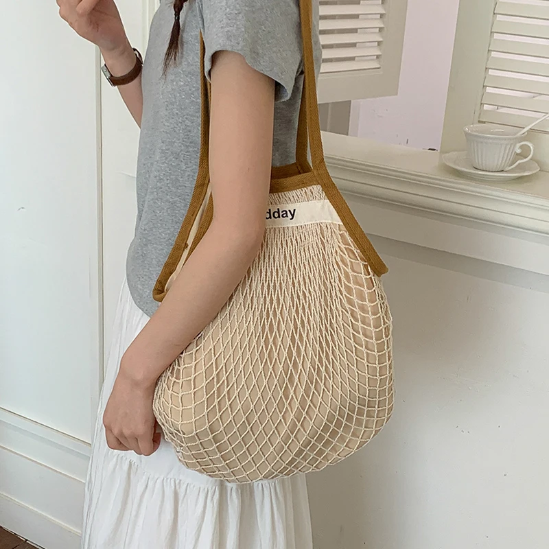 Large Capacity Mesh Tote Bag,  - Crochet Market Bag recension och pris