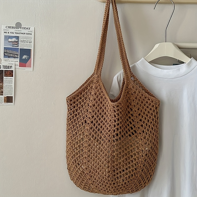Crochet Mesh Tote Bag Hollow W - Crochet Market Bag recension och pris