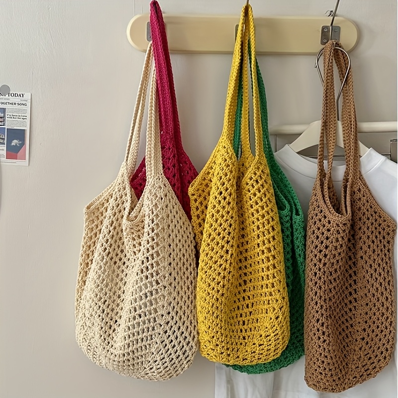 Crochet Mesh Tote Bag Hollow W - Crochet Market Bag recension och pris