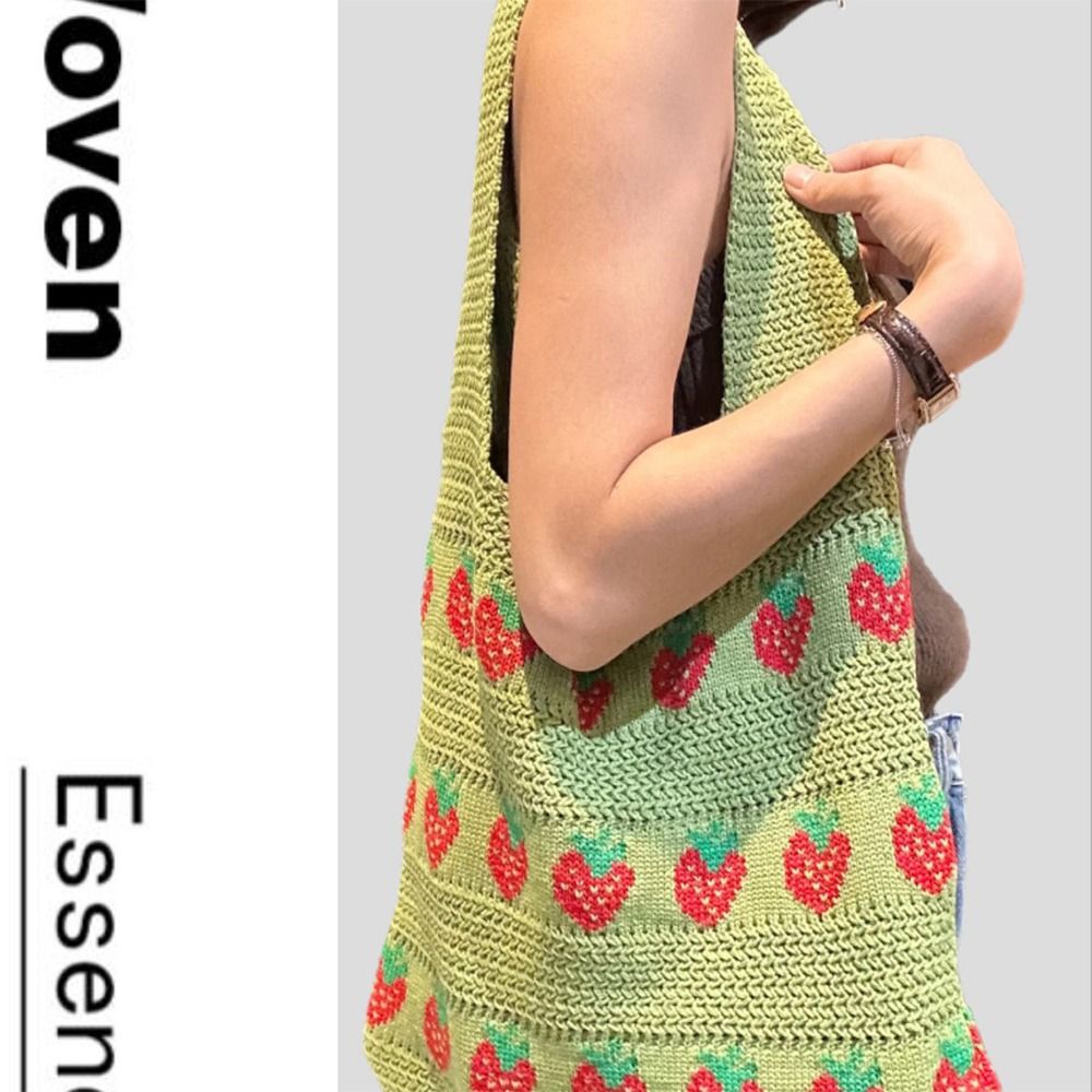 Knitted Design Women Handbag L - Crochet Market Bag recension och pris