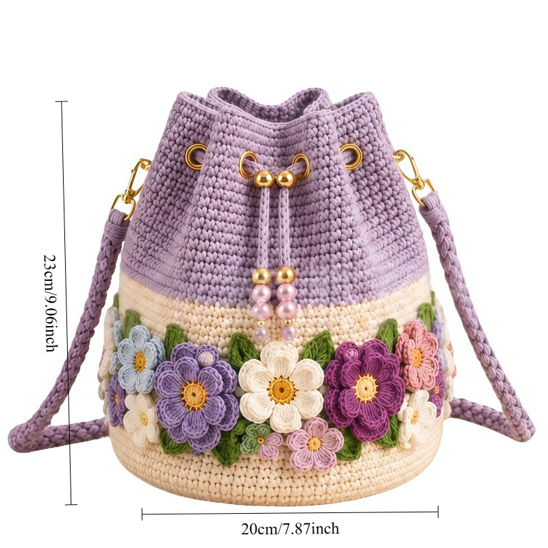 Handmade Crochet Bucket Bag Fl - Crochet Market Bag recension och pris