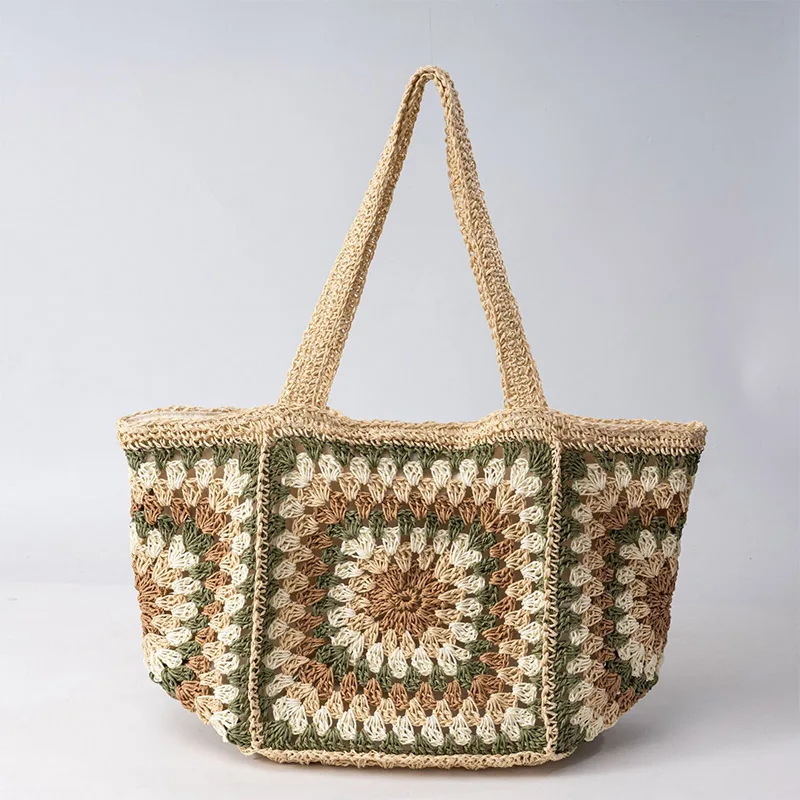 Granny Square Straw Shoulder B - Crochet Market Bag recension och pris