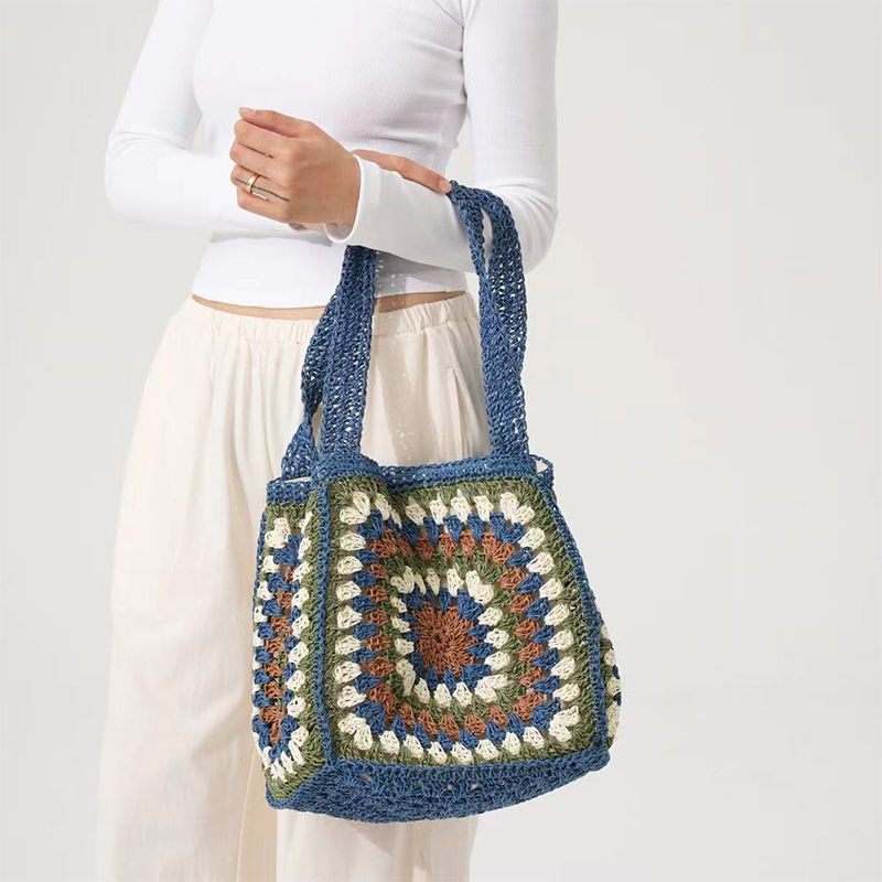 Granny Square Straw Shoulder B - Crochet Market Bag recension och pris
