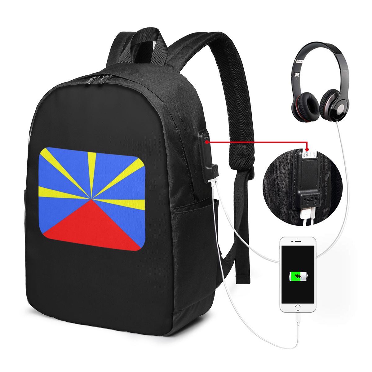 974 Reunion Island Flag Backpa - Women Bags Laptop recension och pris