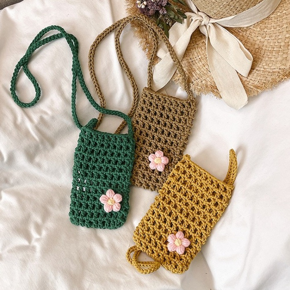 Sweet Flower Weaving Crossbody - Crochet Market Bag recension och pris
