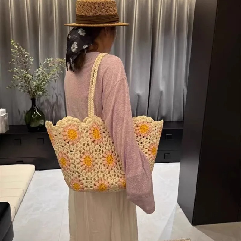 Vintage Flowers Handmade Knitt - Crochet Market Bag recension och pris