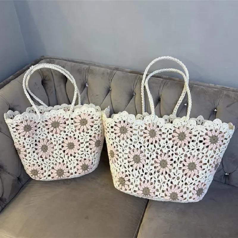 Vintage Flowers Handmade Knitt - Crochet Market Bag recension och pris